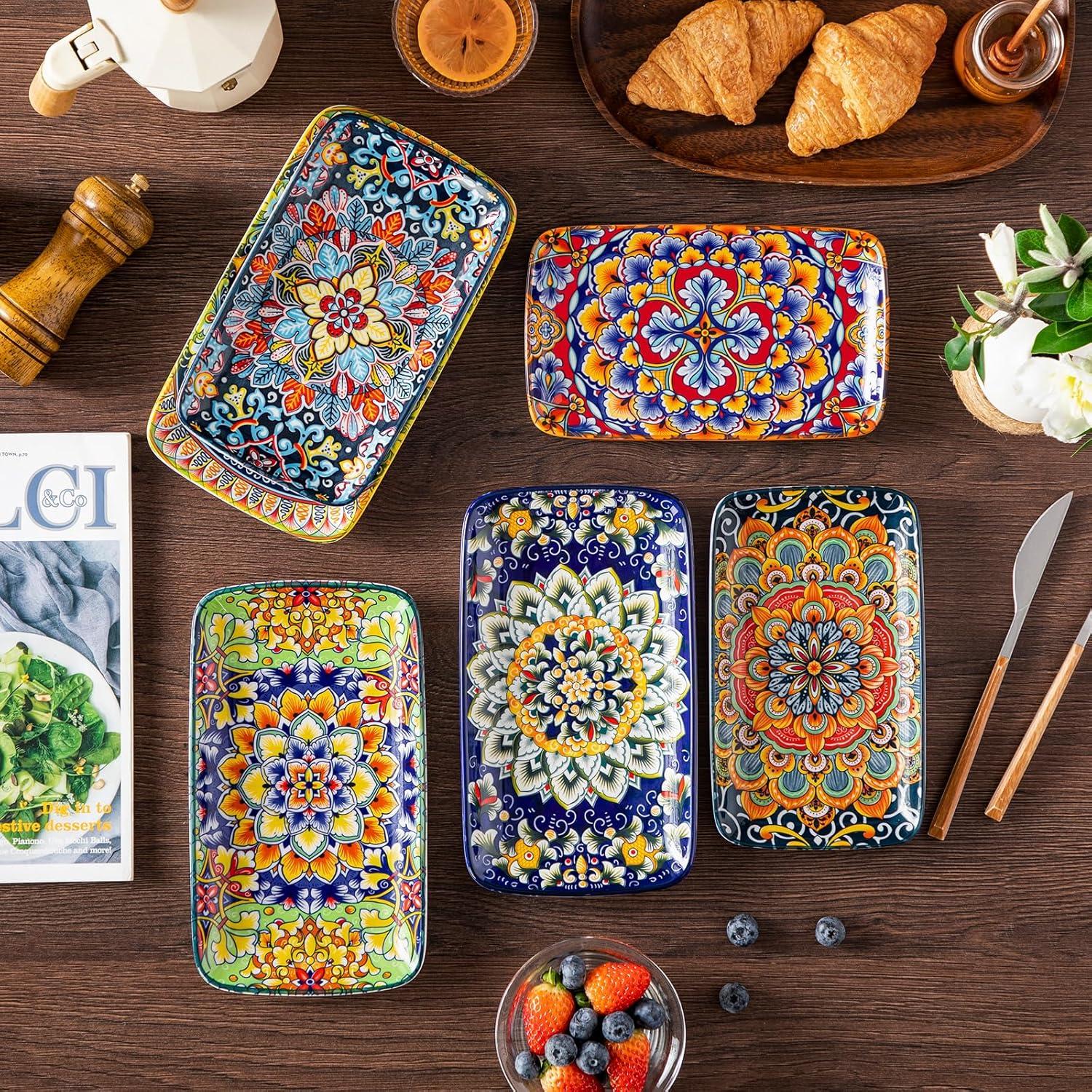 Set de Platos Rectangulares vancasso 6 Piezas Cerámica 21.5 cm