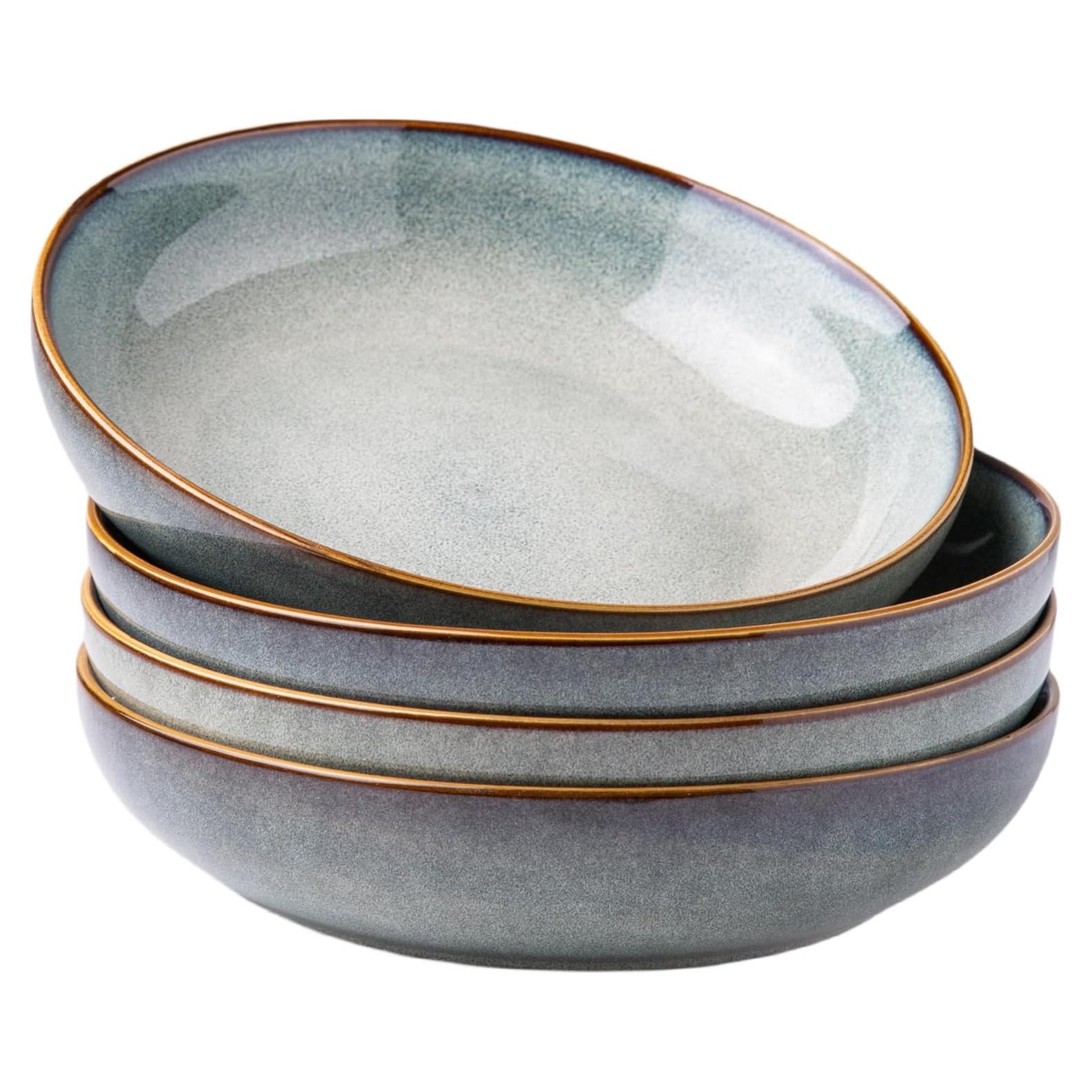 Cuencos de Cerámica AmorArc 4 Piezas 36oz Azul Océano