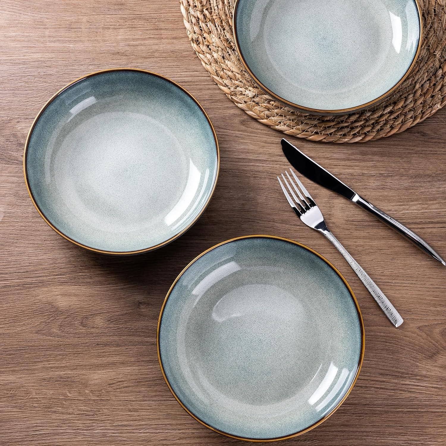 Cuencos de Cerámica AmorArc 4 Piezas 36oz Azul Océano