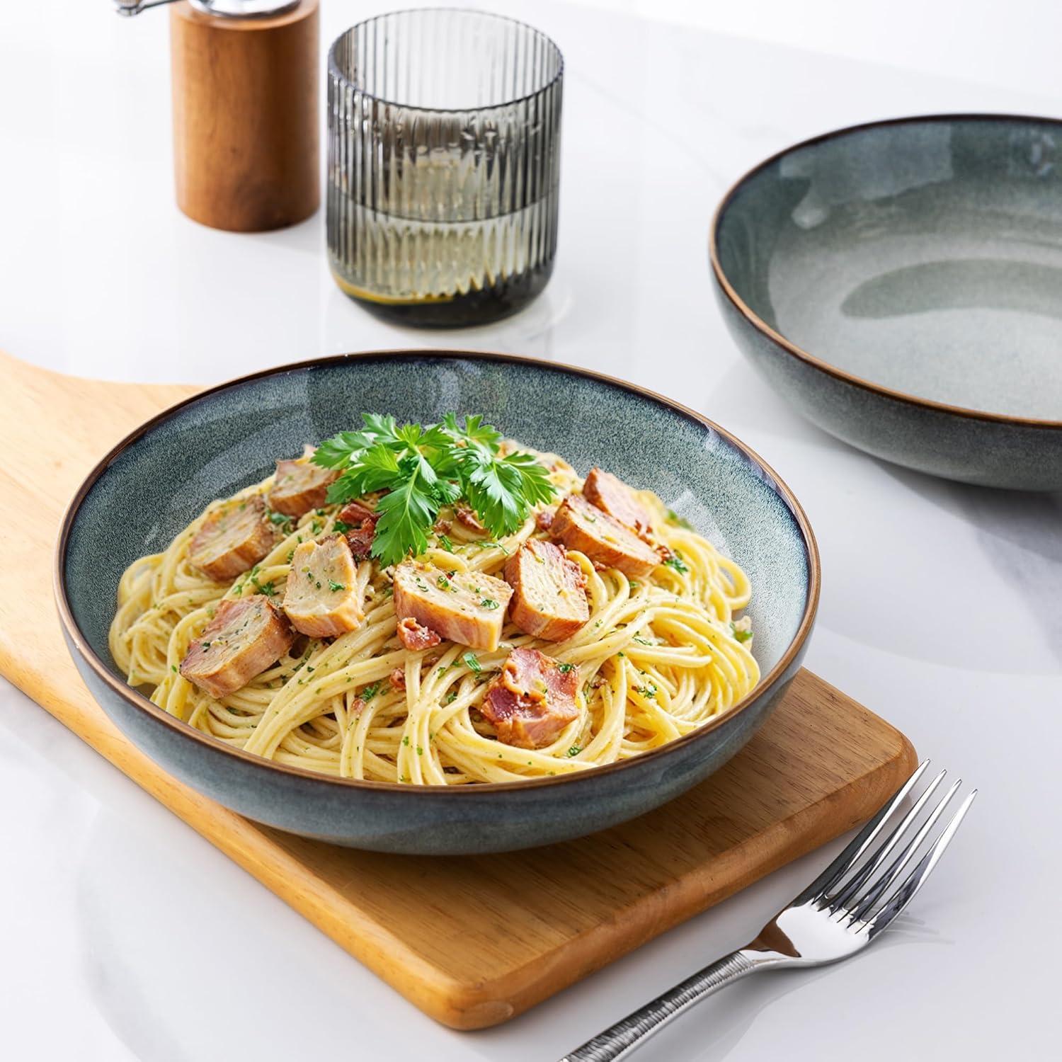 Cuencos de Cerámica AmorArc 4 Piezas 36oz Azul Océano