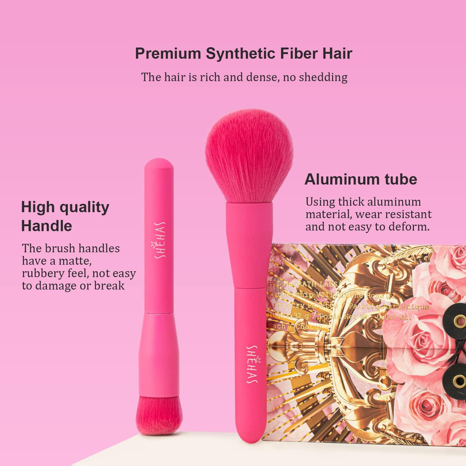 Juego de Brochas de Maquillaje TEXAMO 15 Piezas Rosa Fucsia