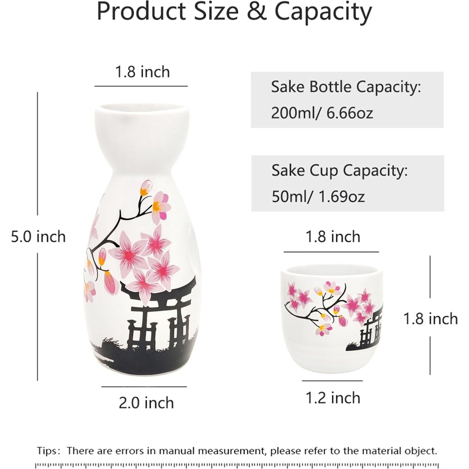 Juego de Sake 5 Piezas Artesanos Antiguos Cerámica Sakura