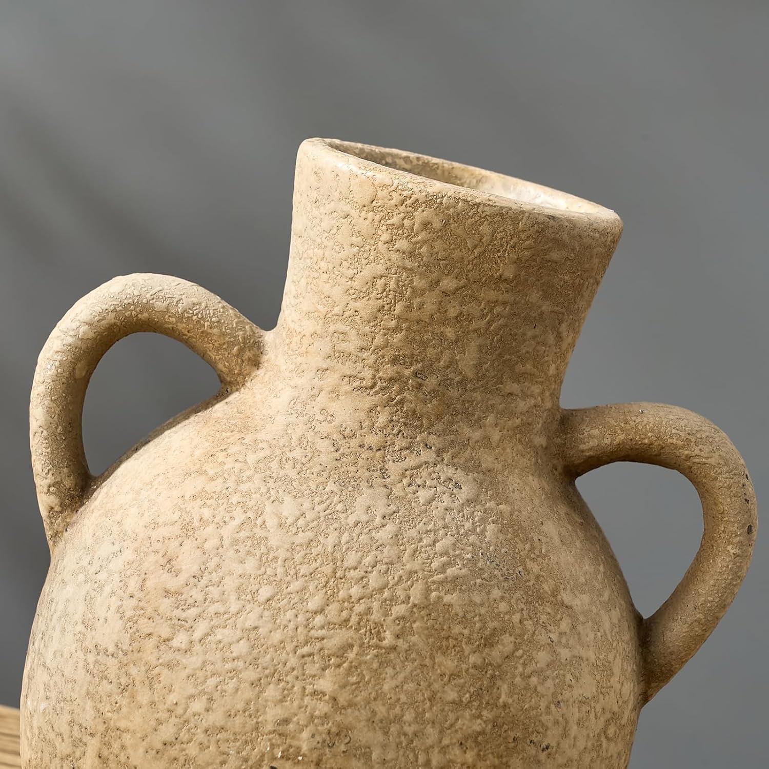 Jarrón de Cerámica SIDUCAL Rústico 18.54 cm 2 Asas Marrón