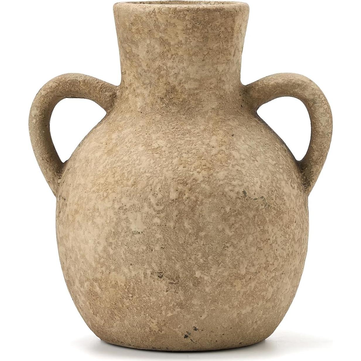 Jarrón de Cerámica SIDUCAL Rústico 18.54 cm 2 Asas Marrón