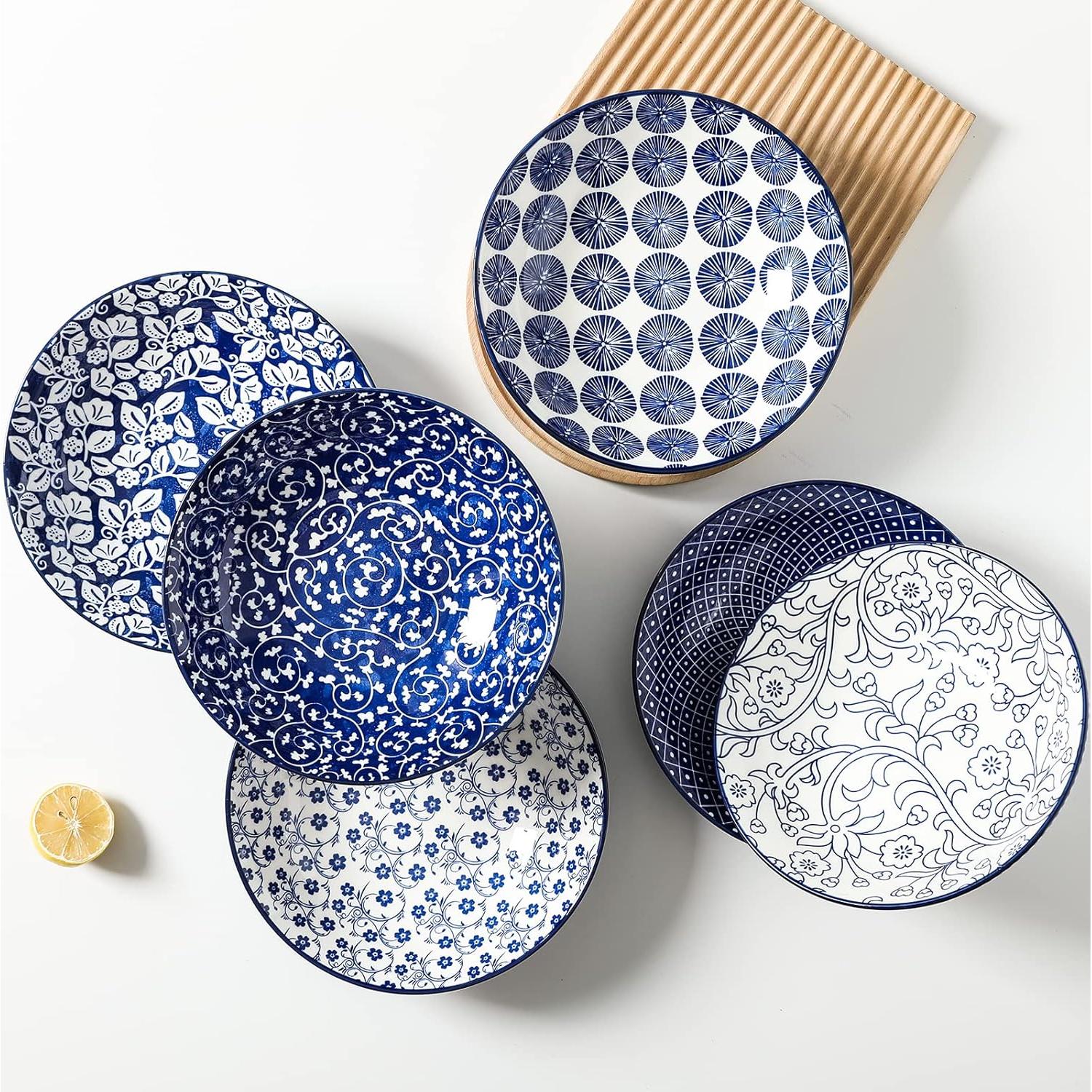 Cuencos de Porcelana Selamica 1.13kg Azul Vintage Set 6