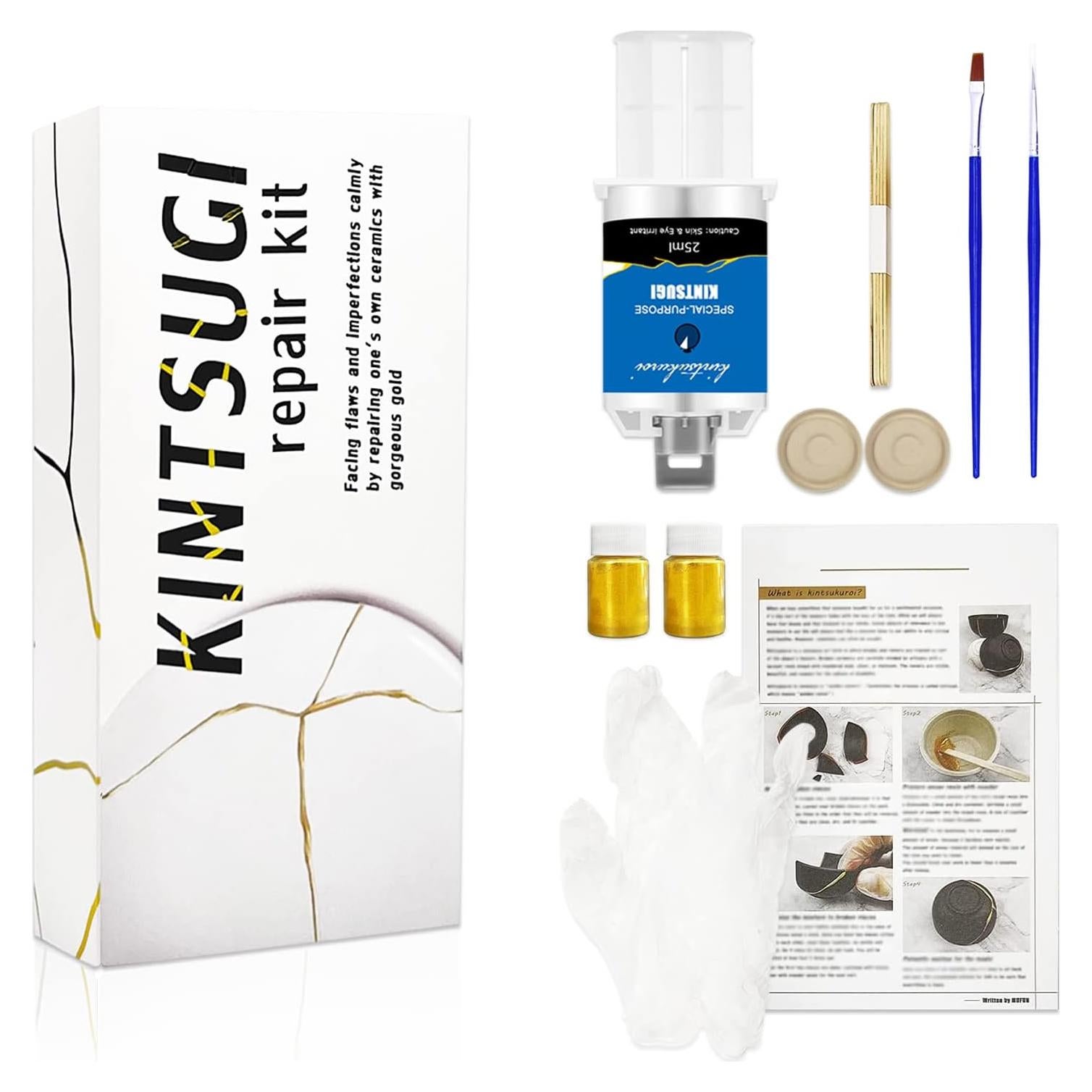 Kit de Reparación Kintsugi 1DFAUL con Polvo de Oro 25ml