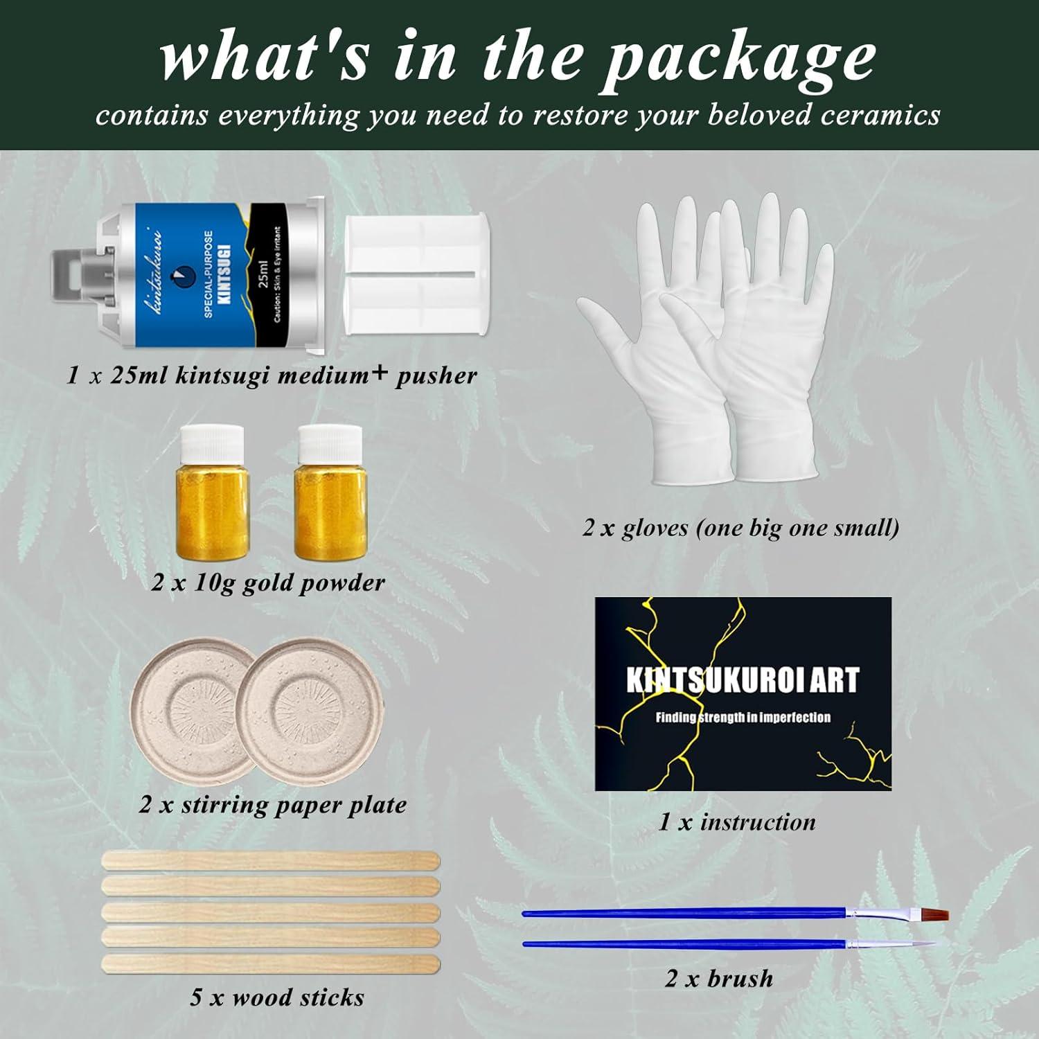 Kit de Reparación Kintsugi 1DFAUL con Polvo de Oro 25ml