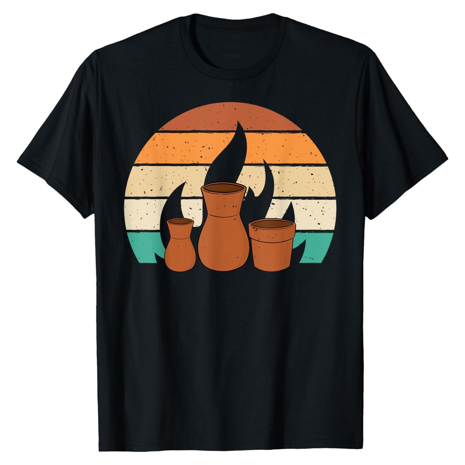 Camiseta Retro Cerámica Atardecer Hombre Mujer Negro