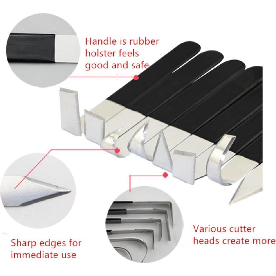 Set de 8 cuchillos de tallado de cerámica Hewnda 22-03887