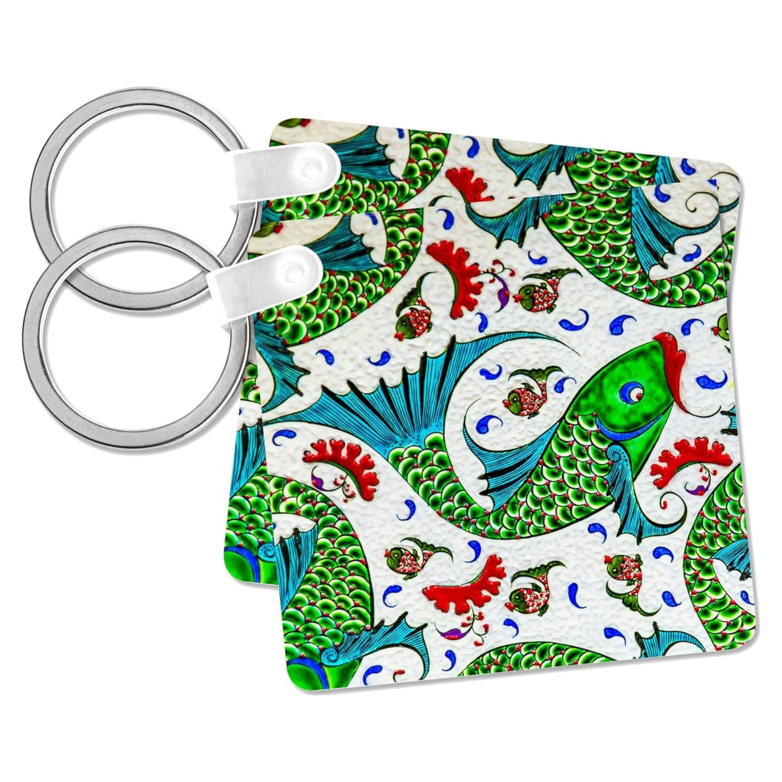 3dRose, Ancient Arab Islamic Fish Designs Pottery Madaba Jordan, Key Chain