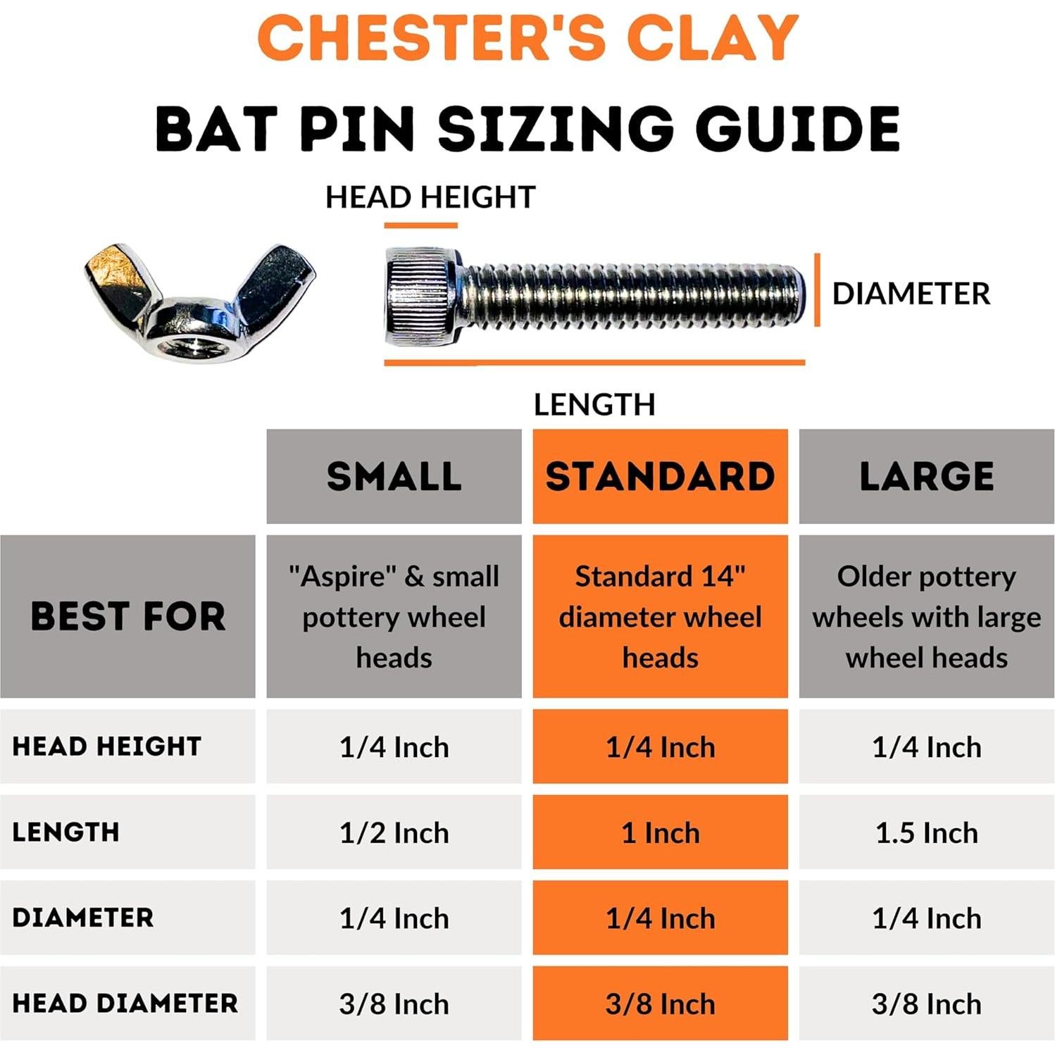 Pasadores de Bat Chester's Clay - Acero Inoxidable - 4 Pzas