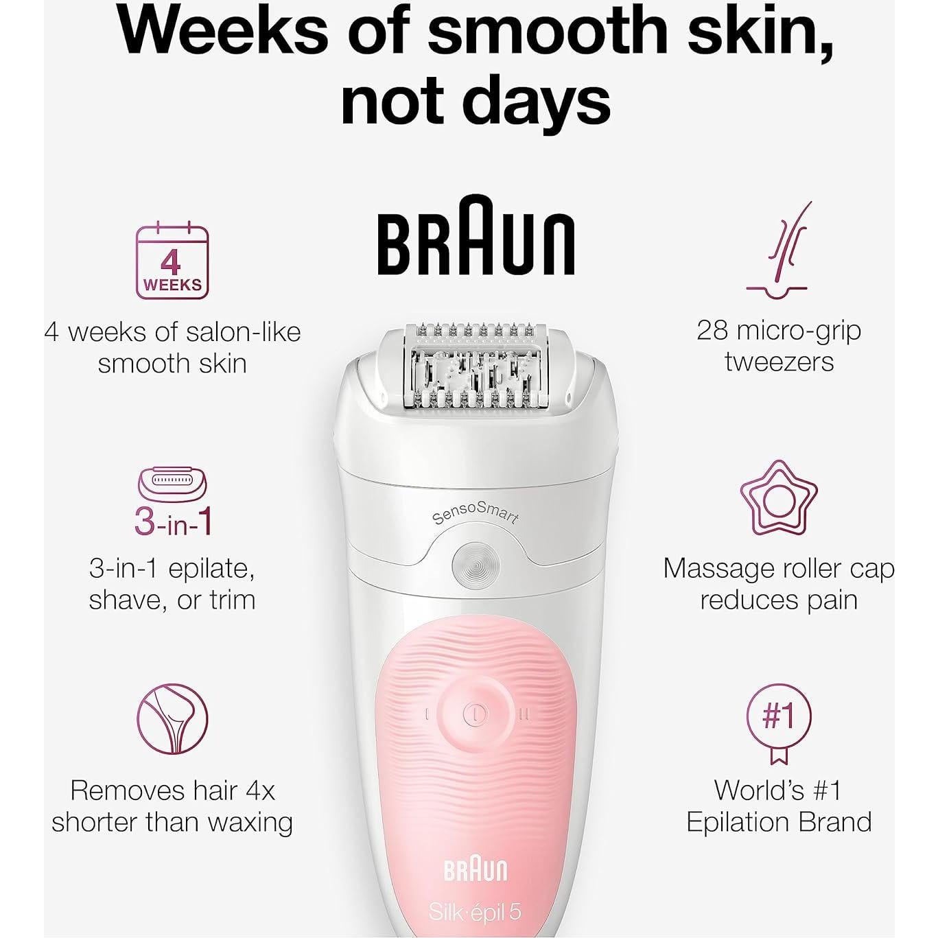 Epilador Braun Silk-épil 5-620 Inalámbrico Recargable 6 Piezas