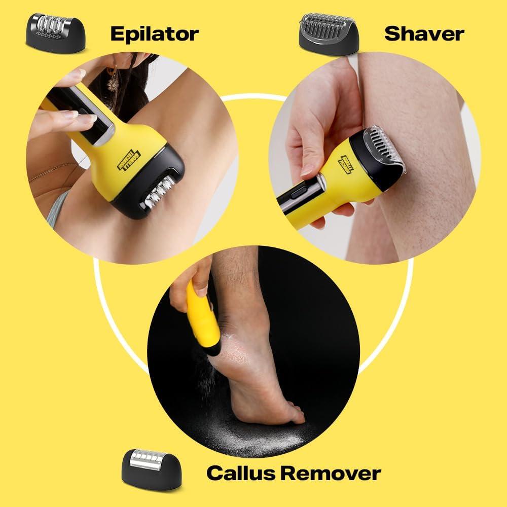 Epilador Gorilla Technique 3 en 1, recargable, negro y amarillo