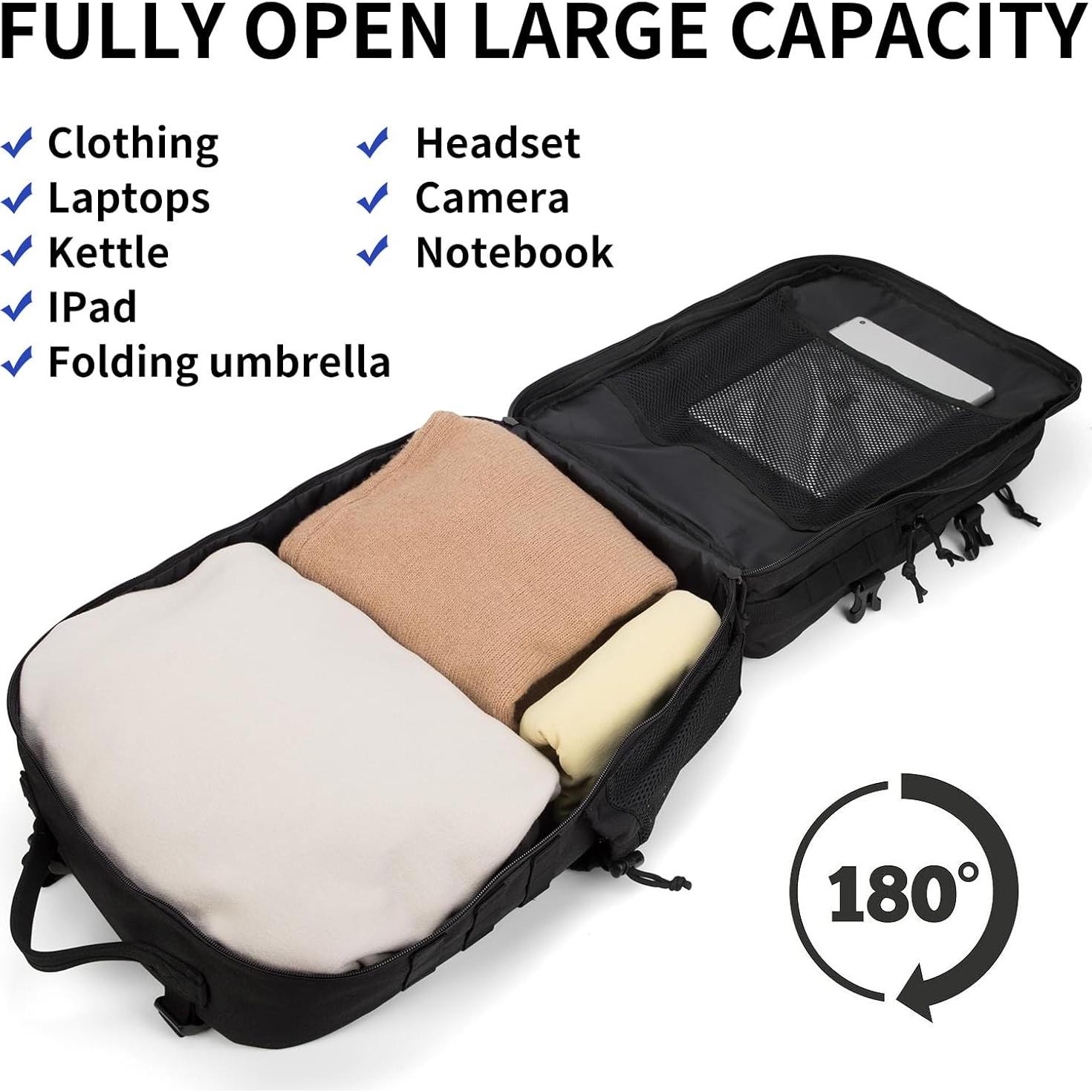 Mochila Táctica Wotony 45L Negra - Impermeable y Resistente
