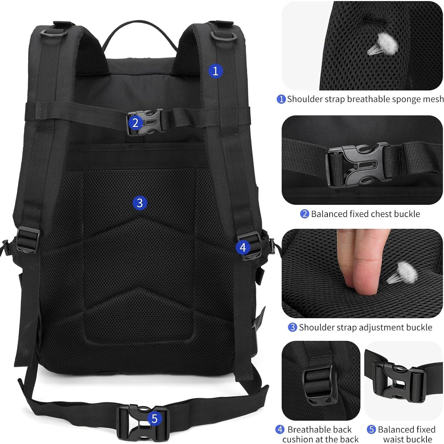 Mochila Táctica Wotony 45L Negra - Impermeable y Resistente