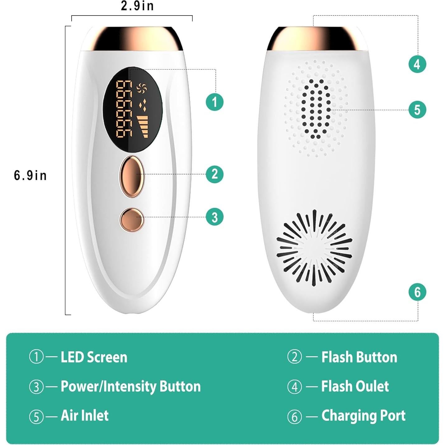 Dispositivo IPL BAIWEN 999999 destellos depilación en casa