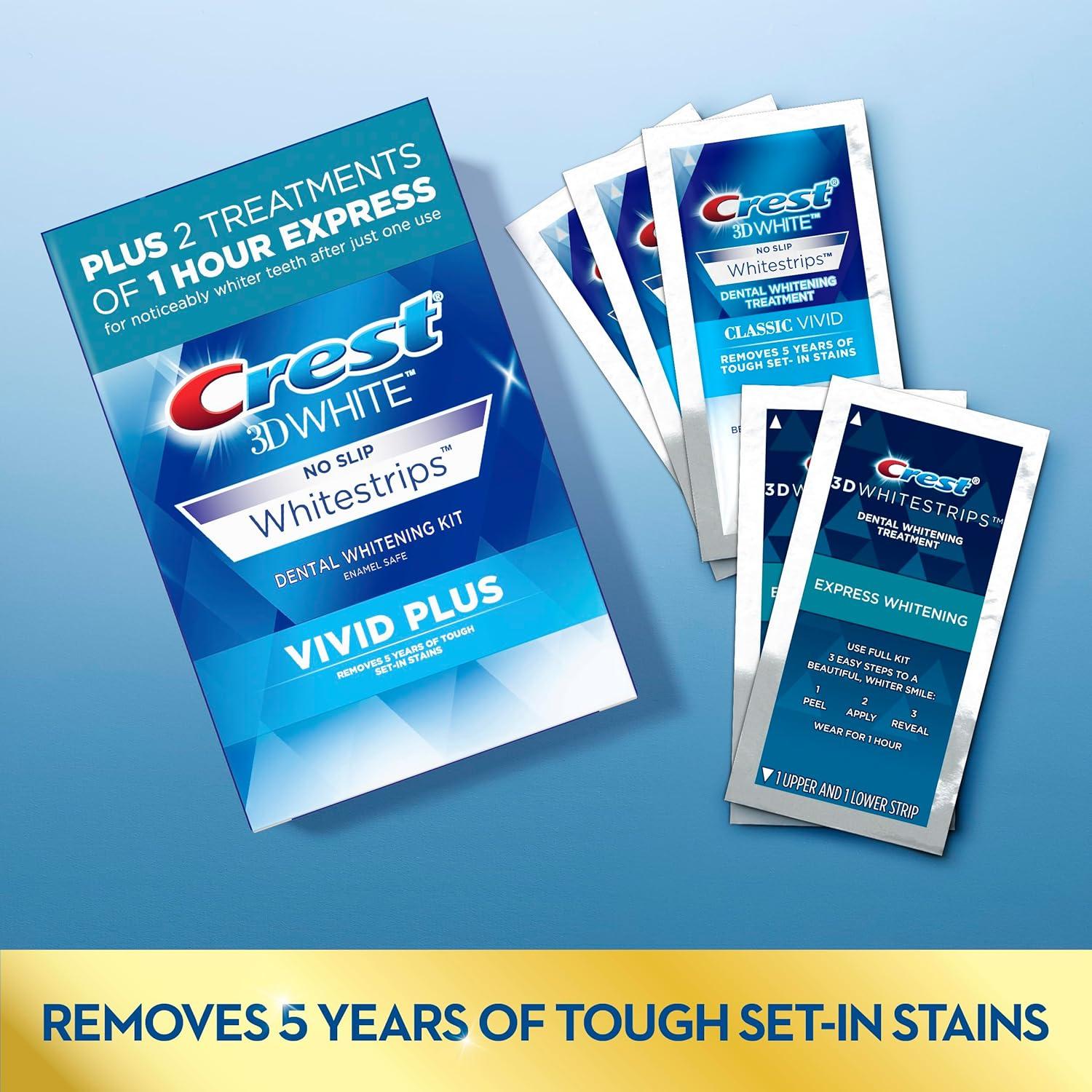Crest 3D Whitestrips Vivid Plus Tiras Blanqueadoras 10+2