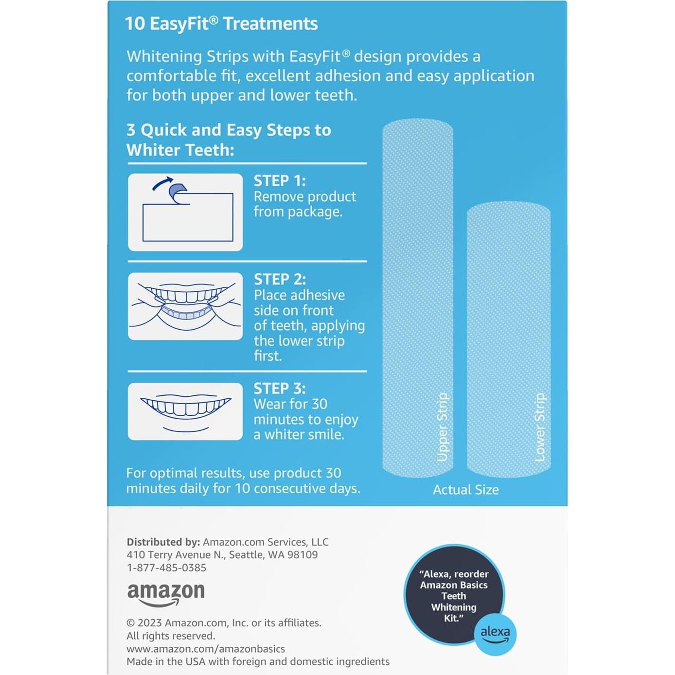 Kit de Tiras Blanqueadoras de Dientes Amazon Basics 10 Días