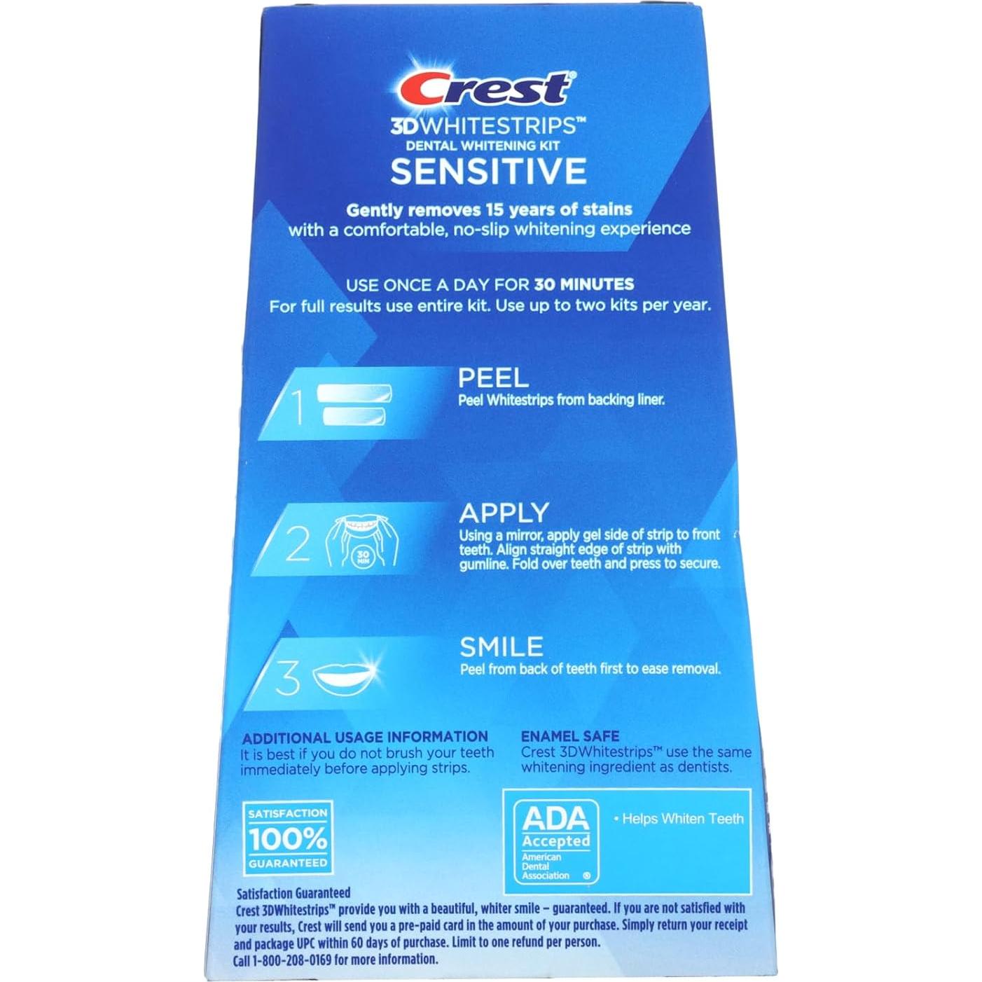 Crest 3D Whitestrips Sensibles Blanqueamiento Dental 18 Tratamientos