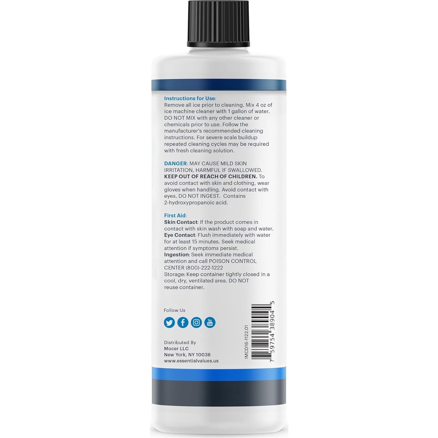 Limpiador Desincrustante de Máquinas de Hielo Essential Values 473ml