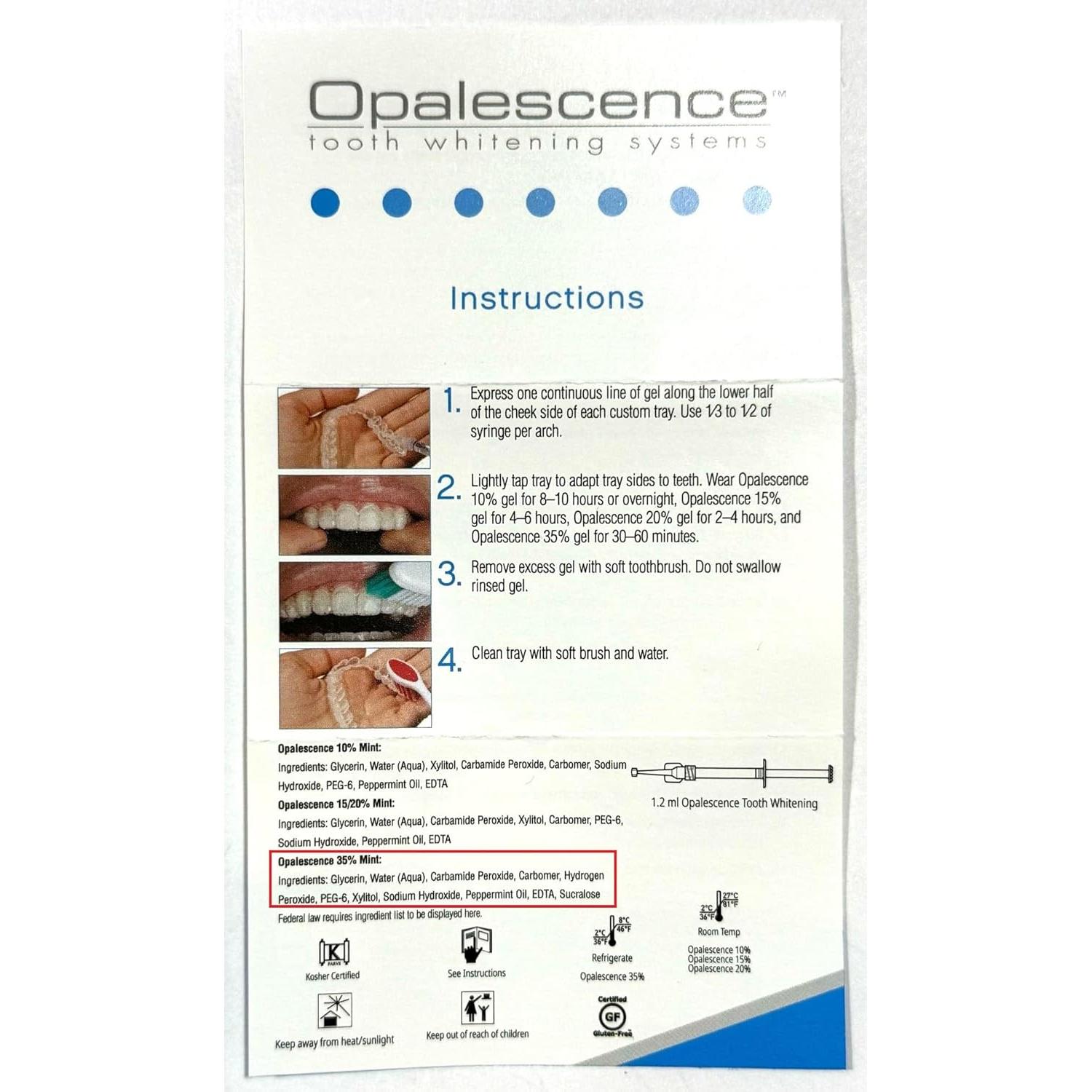 Gel Blanqueador Dental Opalescence 35% - 8 Jeringas Menta