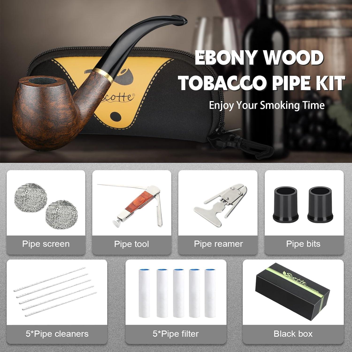 Pipa de Tabaco Scotte Ébano Hecha a Mano con Accesorios