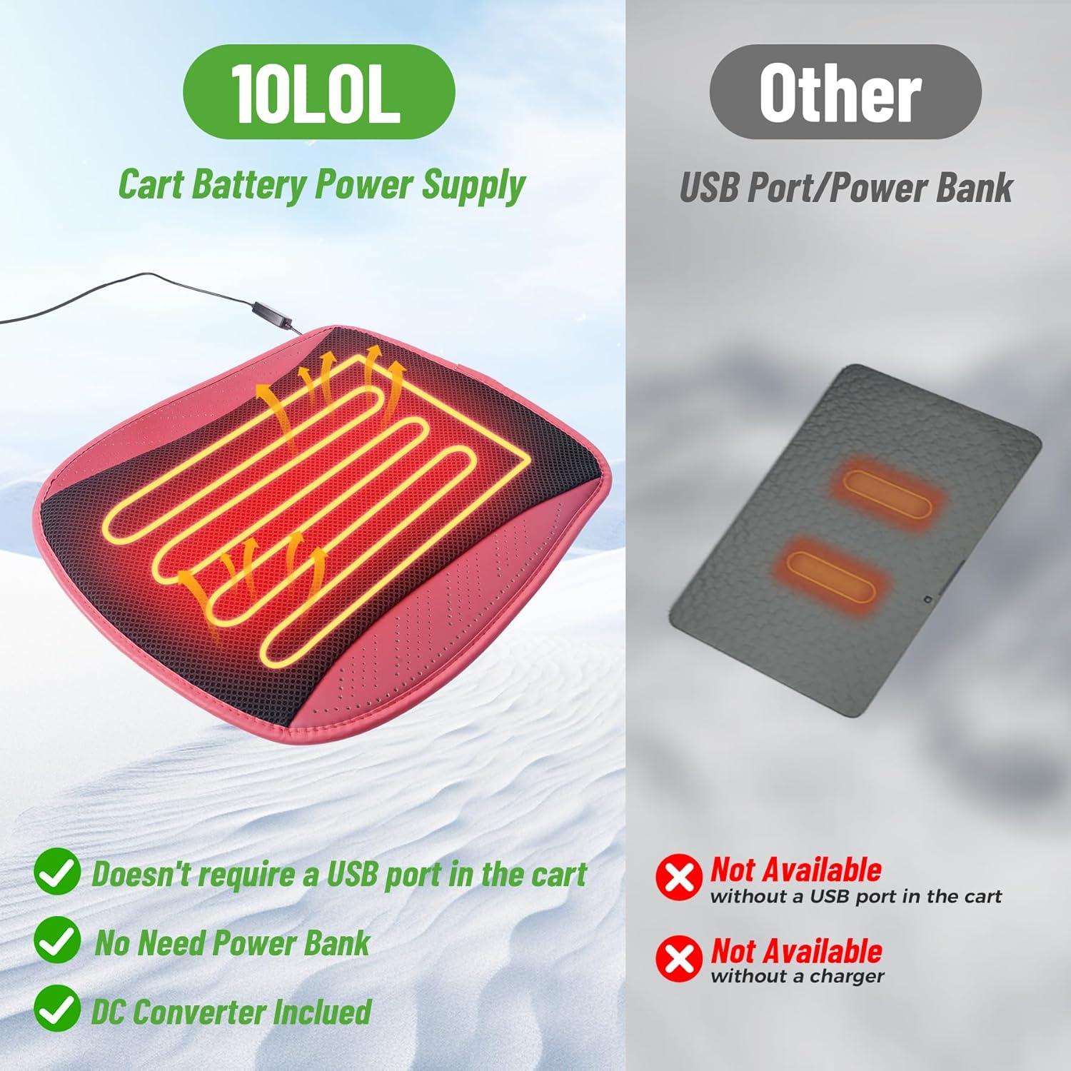 Cubiertas de Asiento Calentadas 10L0L para Carritos de Golf Rojo