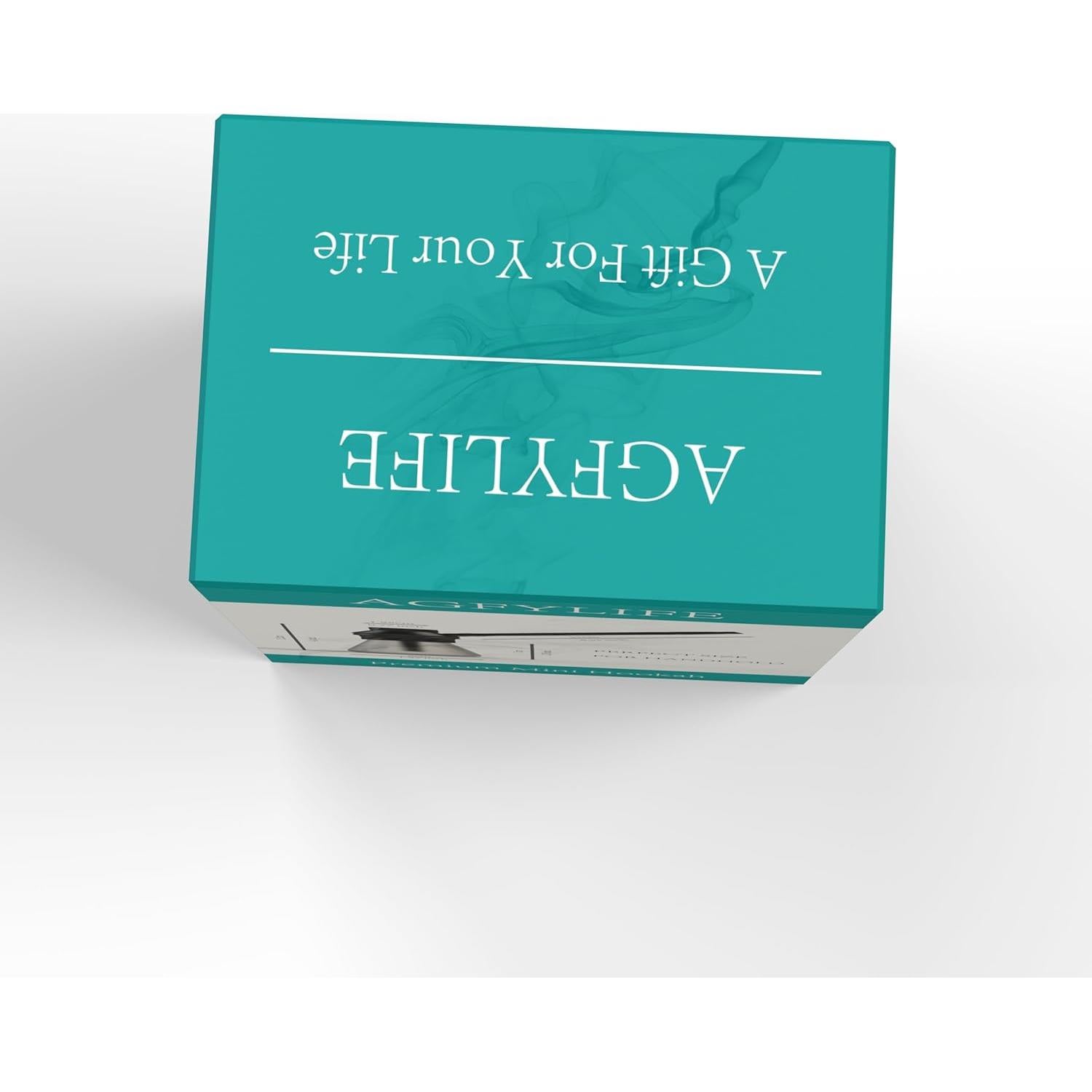 Hookah Portátil AGFYLIFE Mini de Vidrio y Aluminio Negro