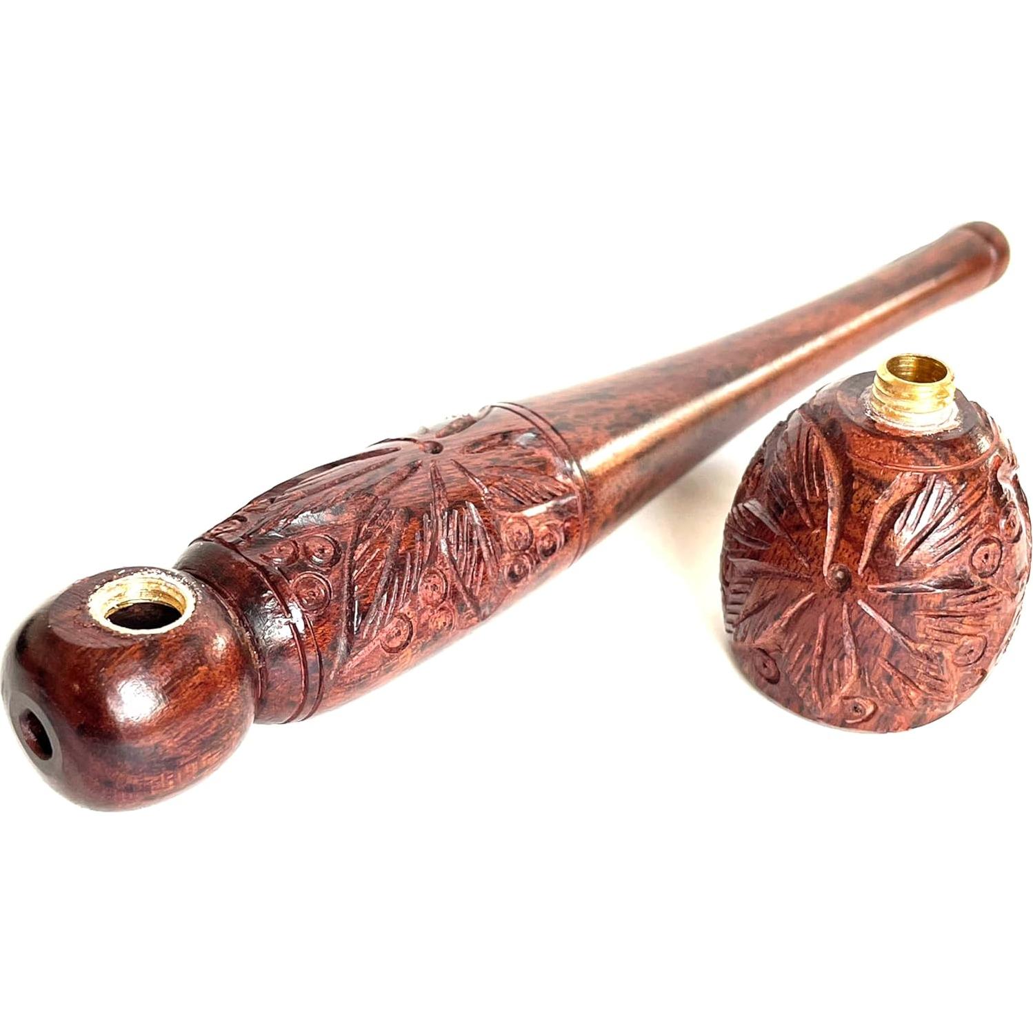 Pipa Artesanal Tallada a Mano AR Craft 15cm Hierbas Naturales