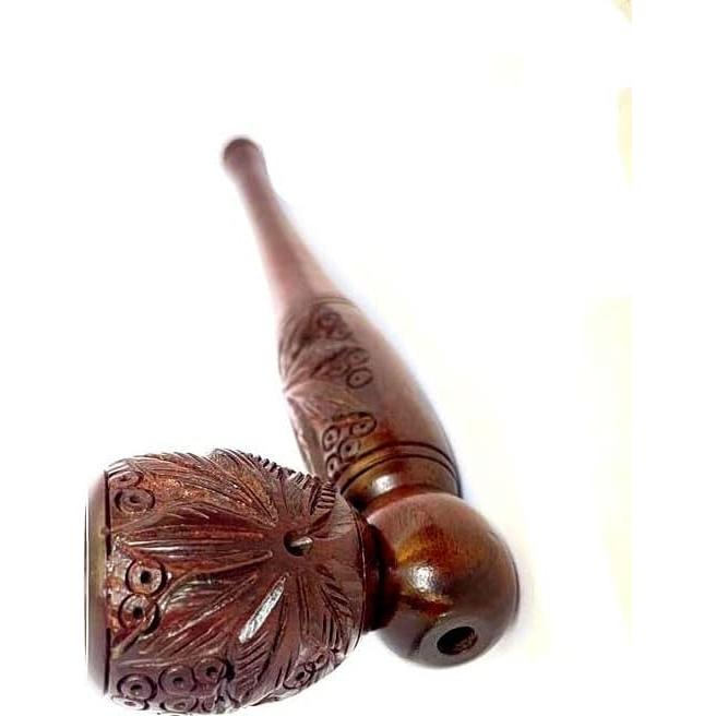 Pipa Artesanal Tallada a Mano AR Craft 15cm Hierbas Naturales