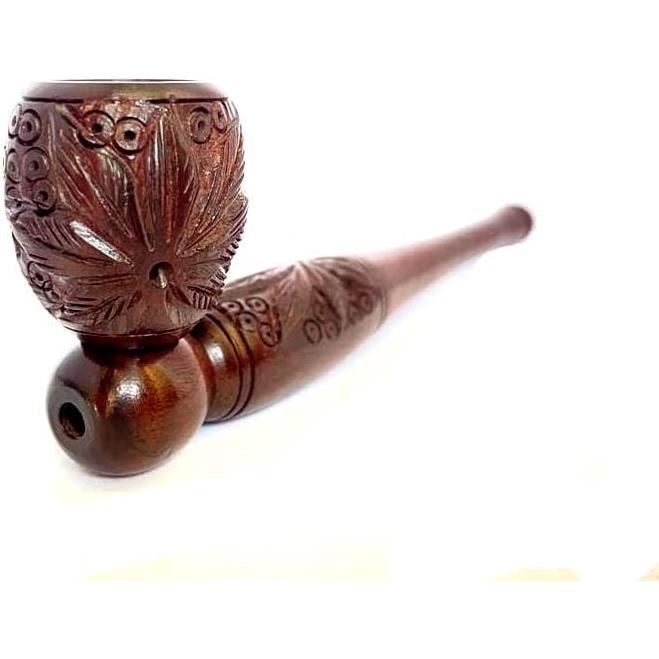 Pipa Artesanal Tallada a Mano AR Craft 15cm Hierbas Naturales