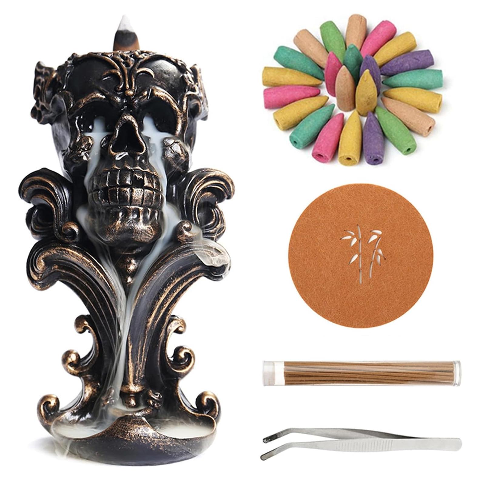 Quemador de Incienso de Retroceso Comeon Calavera con 20 Conos