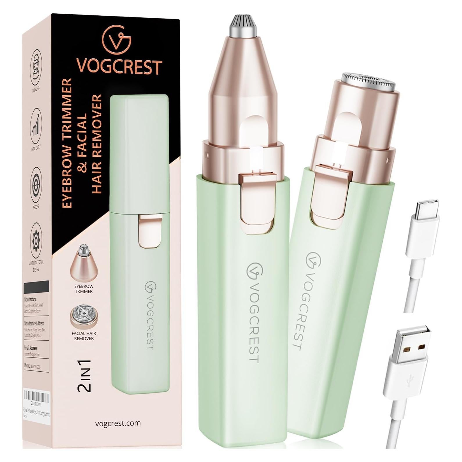 Recortadora VOGCREST 2 en 1 para Vello Facial y Cejas
