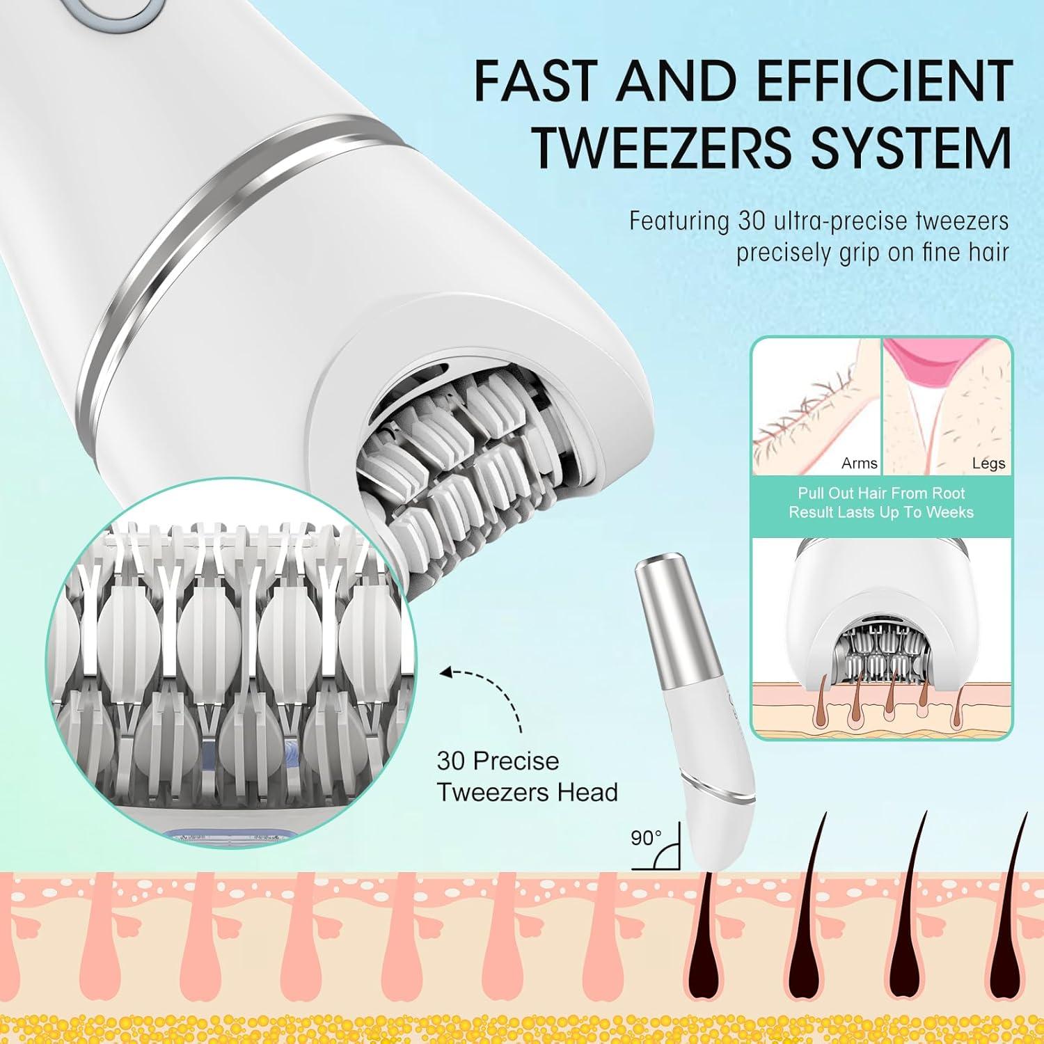 Epilador Eléctrico Zesuti 4 en 1 con Luz LED y Afeitadora