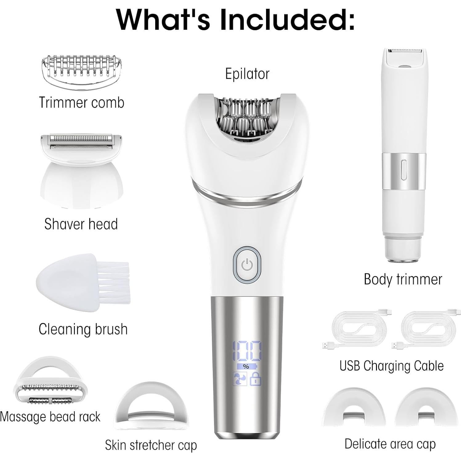 Epilador Eléctrico Zesuti 4 en 1 con Luz LED y Afeitadora