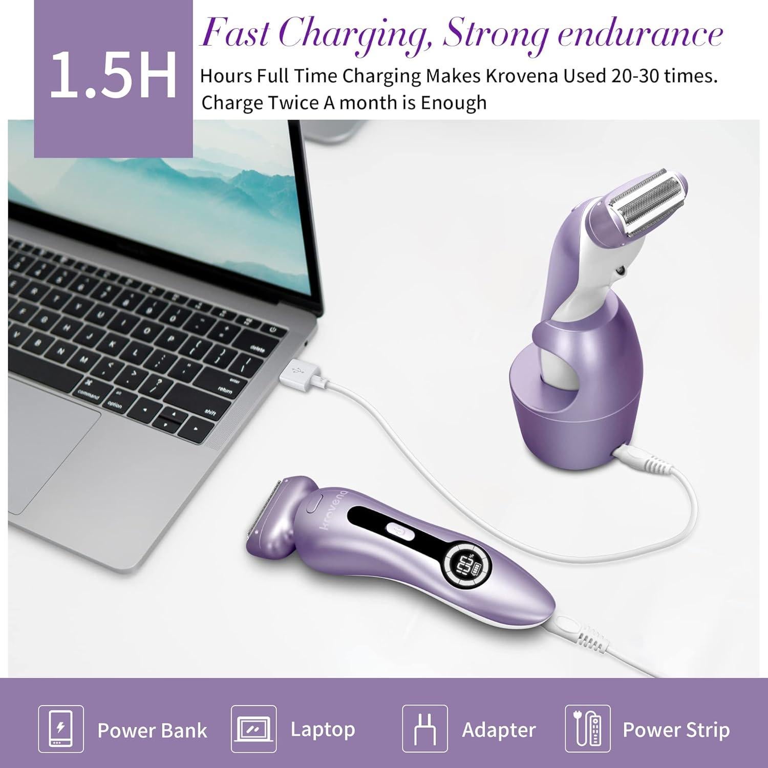 Afeitadora eléctrica Krovena ER520 para piernas y bikini