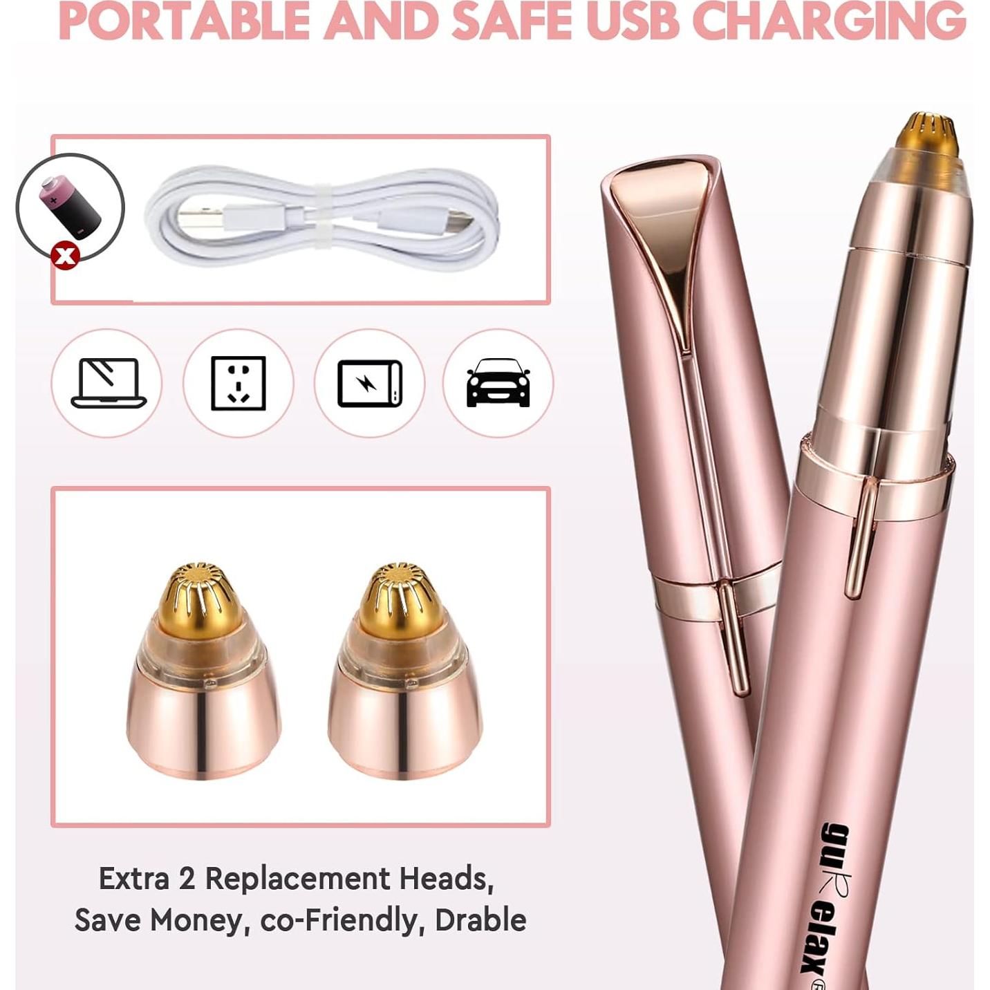 Recortador de Cejas Gurelax Oro Rosa Recargable Indoloro