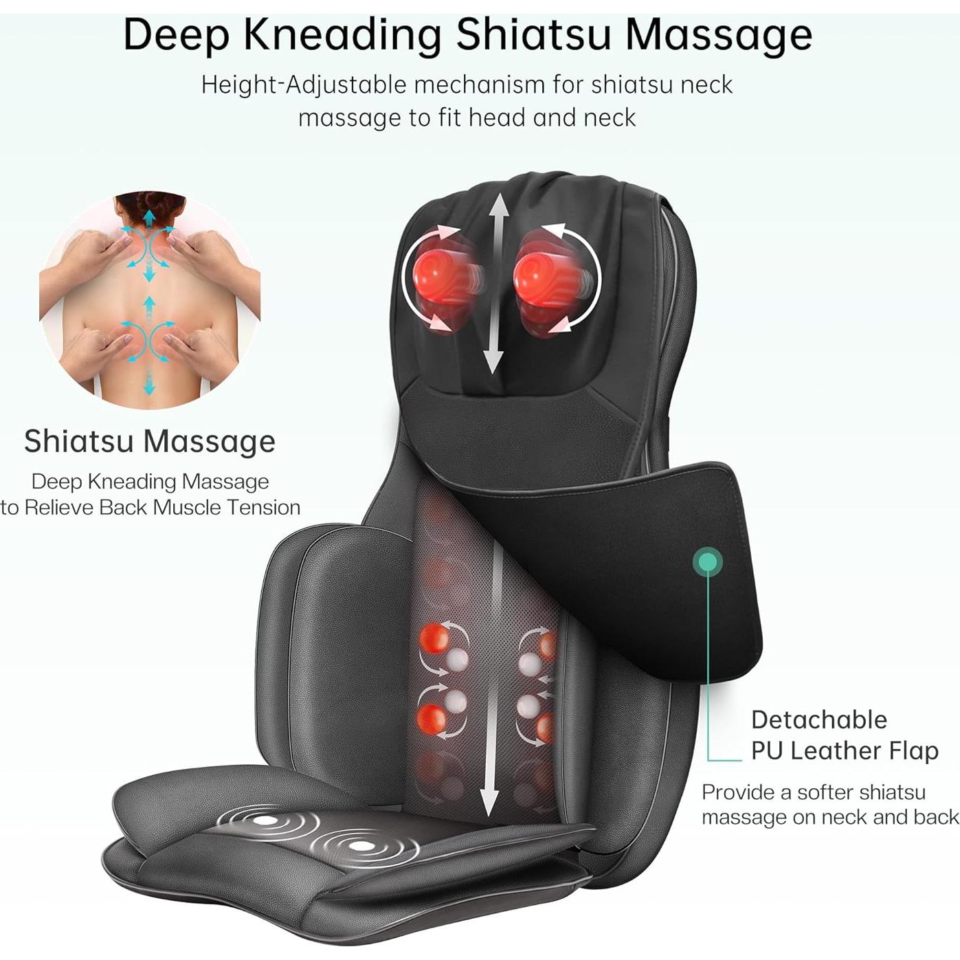Masajeador de Cuello y Espalda Shiatsu Snailax SL-236-N con Calor