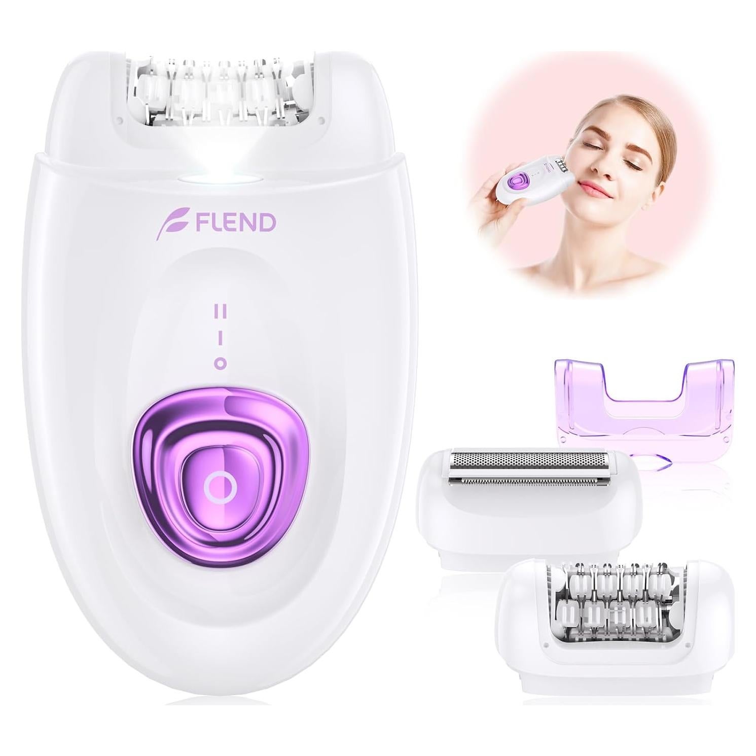 Epilador Flend 2 en 1 con Luz LED y Carga USB para Mujeres