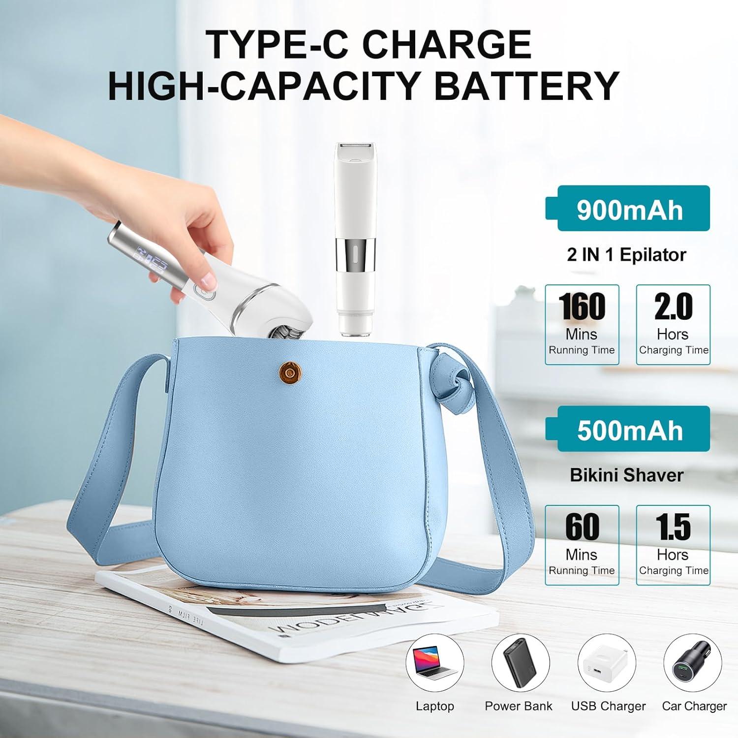 Epilador Eléctrico Dumite 4 en 1 Impermeable USB LED