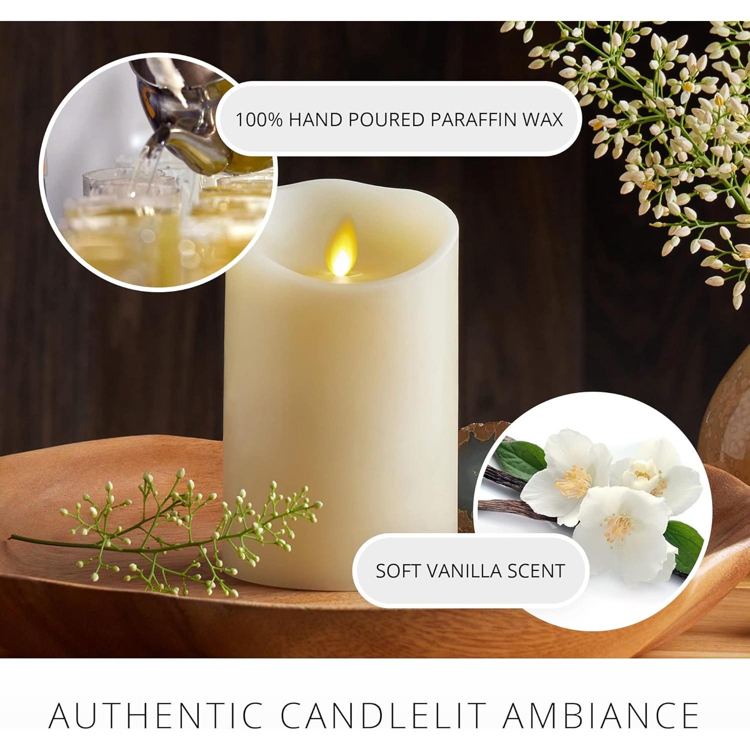 Vela LED Sin Llama Luminara Marfil 7.62 cm x 12.7 cm Aroma Miel