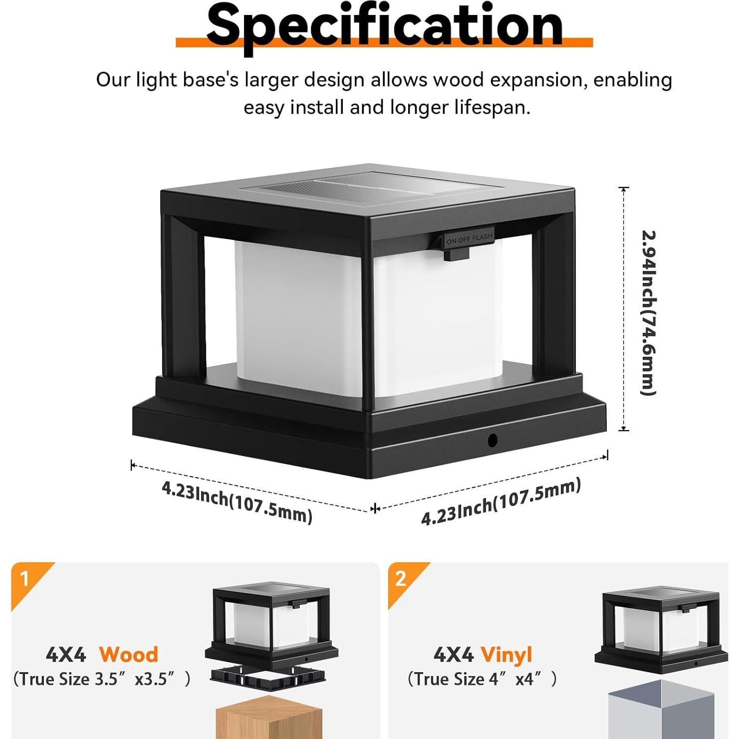 Luces de Capuchón Solar para Poste Exterior 12 LED IP65