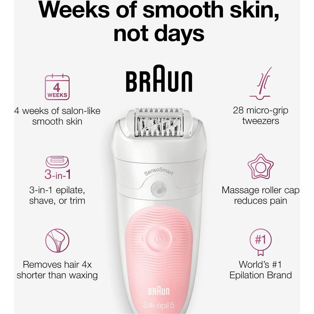 Epilador Braun SE5-895 Inalámbrico 5 en 1 Impermeable