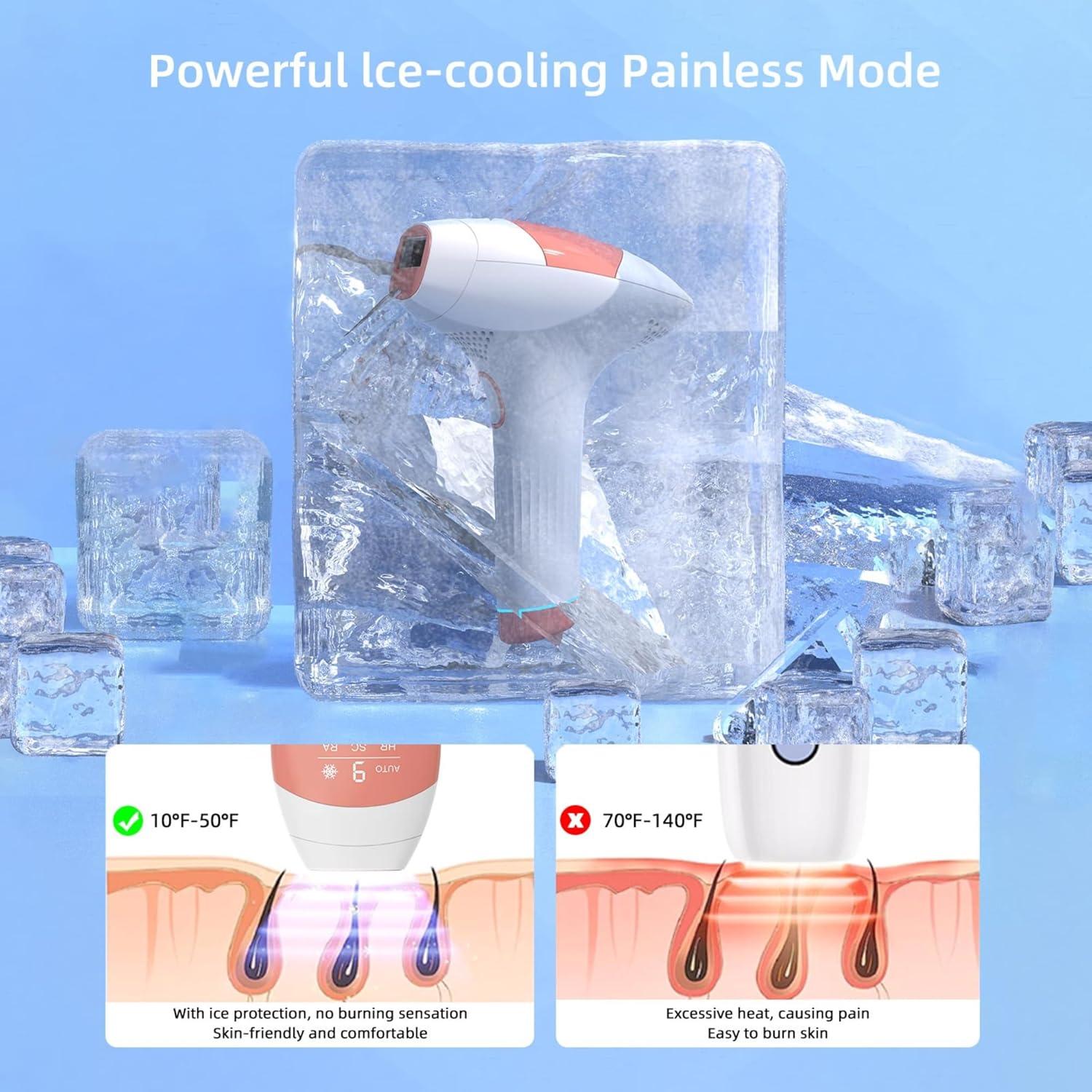 Depiladora IPL Novanyx 999,999 destellos, 9 niveles, enfriamiento