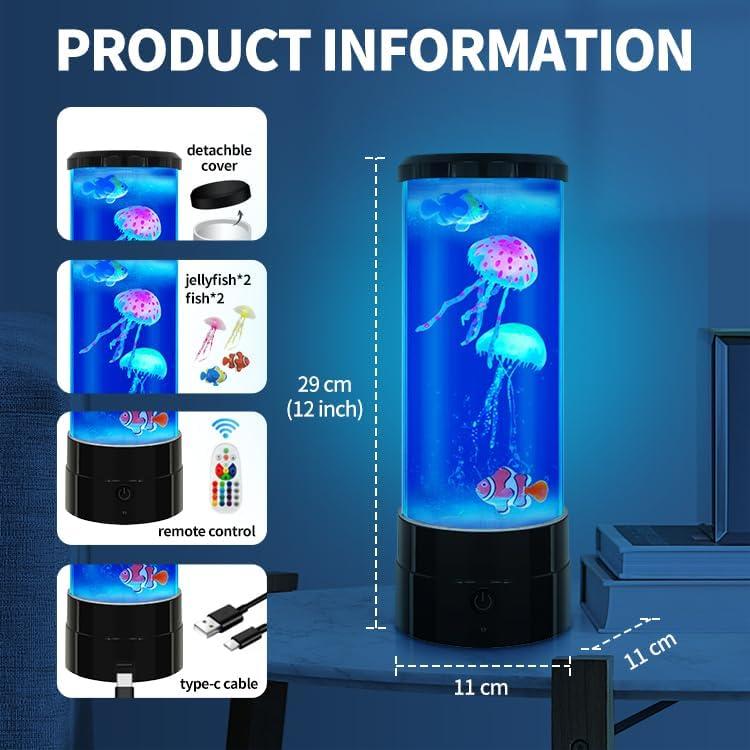 Lámpara de Medusa 30.5cm USB LED Control Remoto Negra