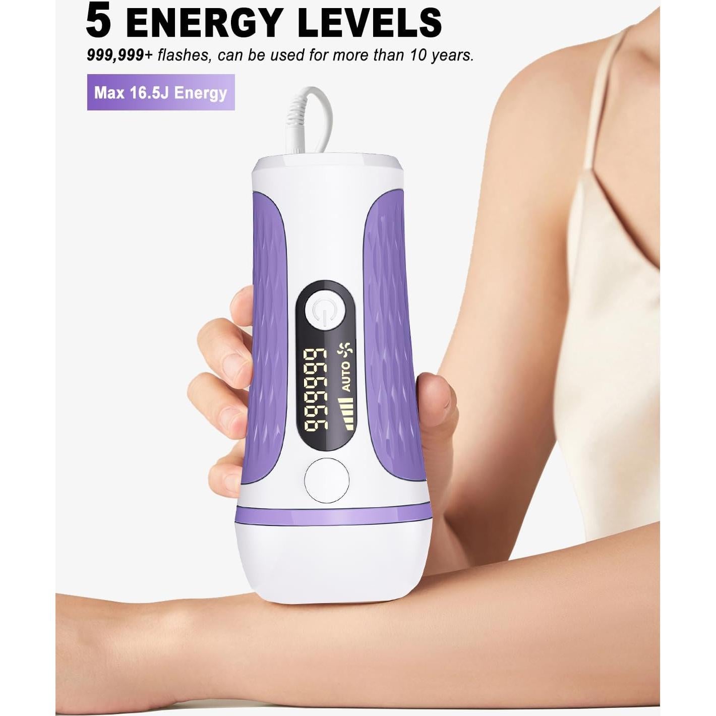 IPL Laser Hair Removal Device Permanent for Women & Men, 999,999 Flashes Safe Effective Lasting Hair Remover, Alternative to Salon, for Face Arms Armpit Legs Bikini Area Whole Body Home Treatment