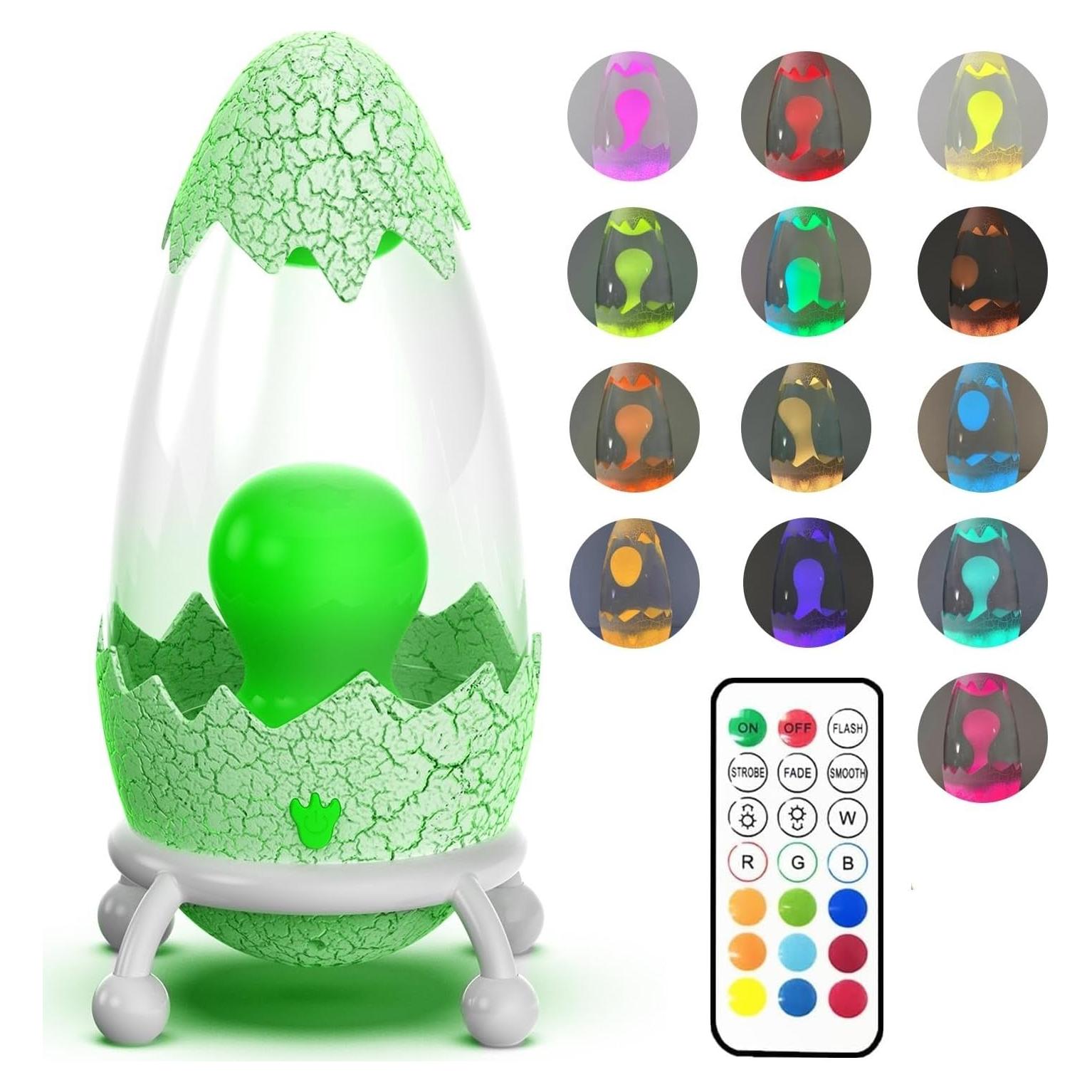 Lámpara de Movimiento Líquido WANNALAMP Huevo Dinosaurio 12 Colores