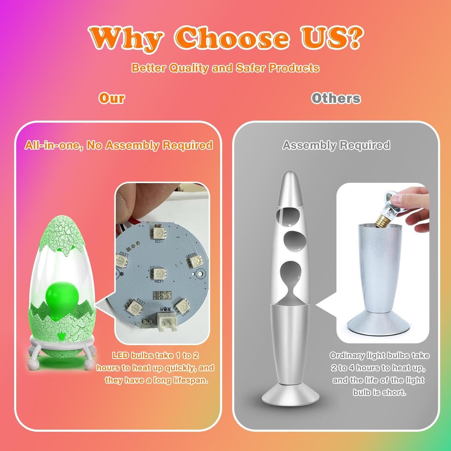 Lámpara de Movimiento Líquido WANNALAMP Huevo Dinosaurio 12 Colores