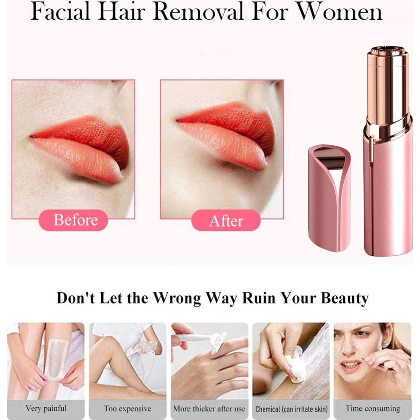 Afeitadora Facial HongTian Oro Rosa Indolora USB LED