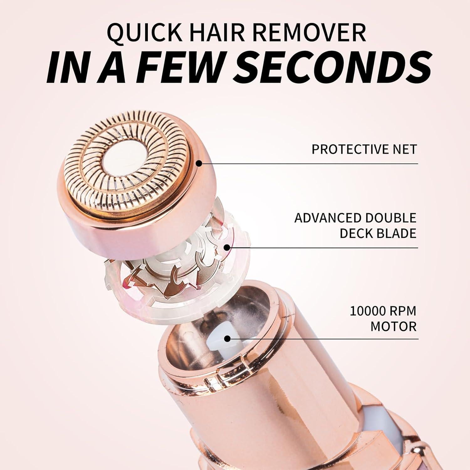 Afeitadora Facial HongTian Oro Rosa Indolora USB LED